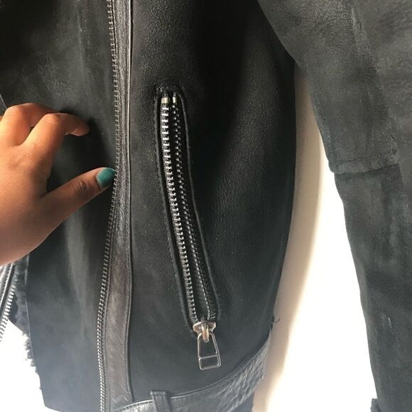 [American retro] oversized faux shearling moto #14 - Picture 7 of 8